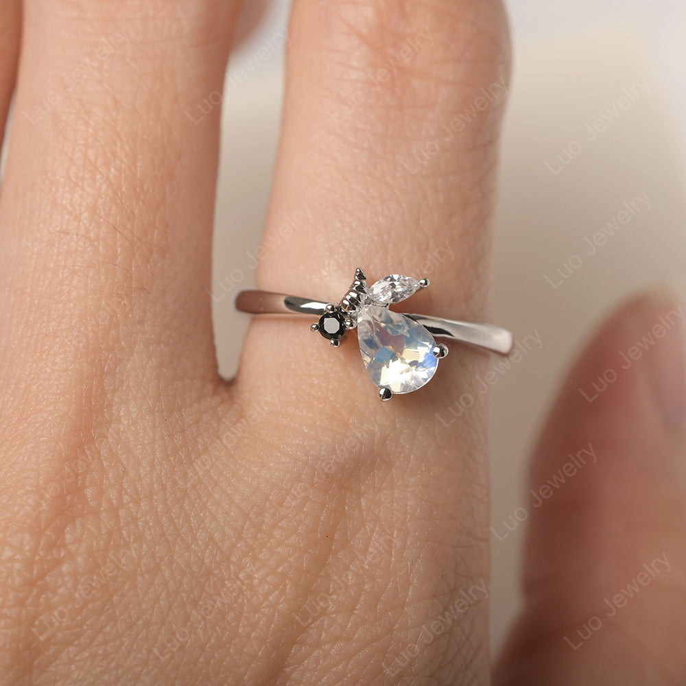Moonstone Engagement Ring Butterfly Ring - LUO Jewelry