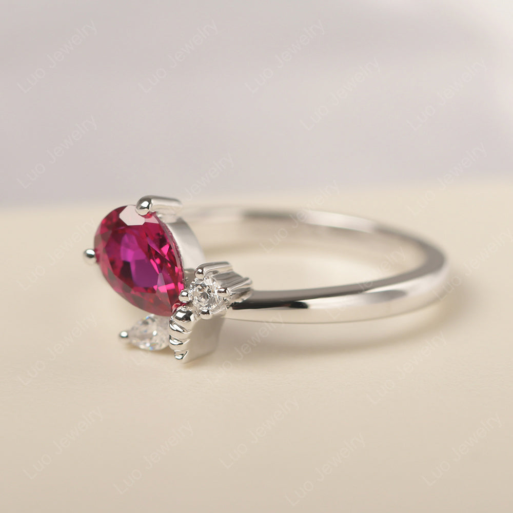 Ruby Engagement Ring Butterfly Ring - LUO Jewelry