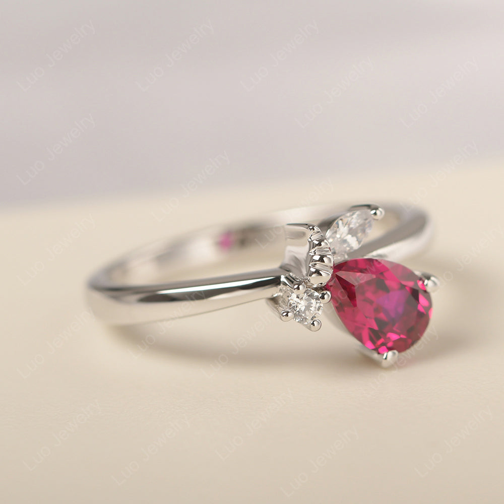 Ruby Engagement Ring Butterfly Ring - LUO Jewelry