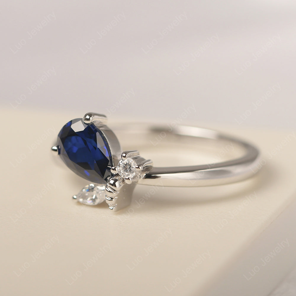 Lab Sapphire Engagement Ring Butterfly Ring - LUO Jewelry