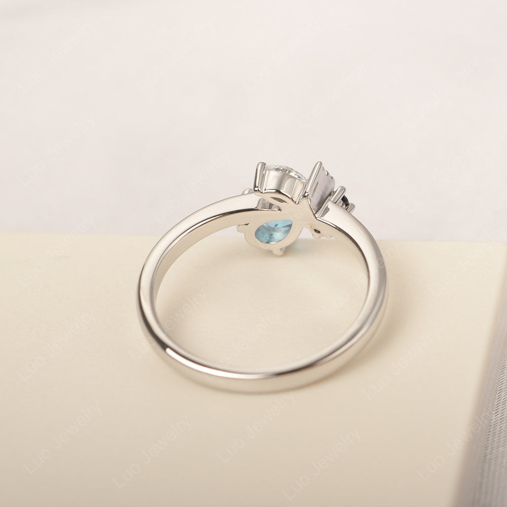 Swiss Blue Topaz Engagement Ring Butterfly Ring - LUO Jewelry