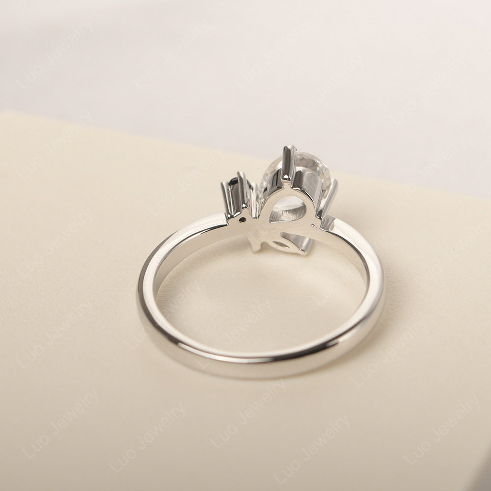White Topaz Engagement Ring Butterfly Ring - LUO Jewelry