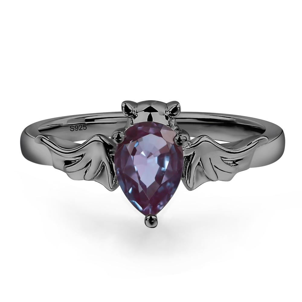 Alexandrite Bat Engagement Ring - LUO Jewelry #metal_black finish sterling silver