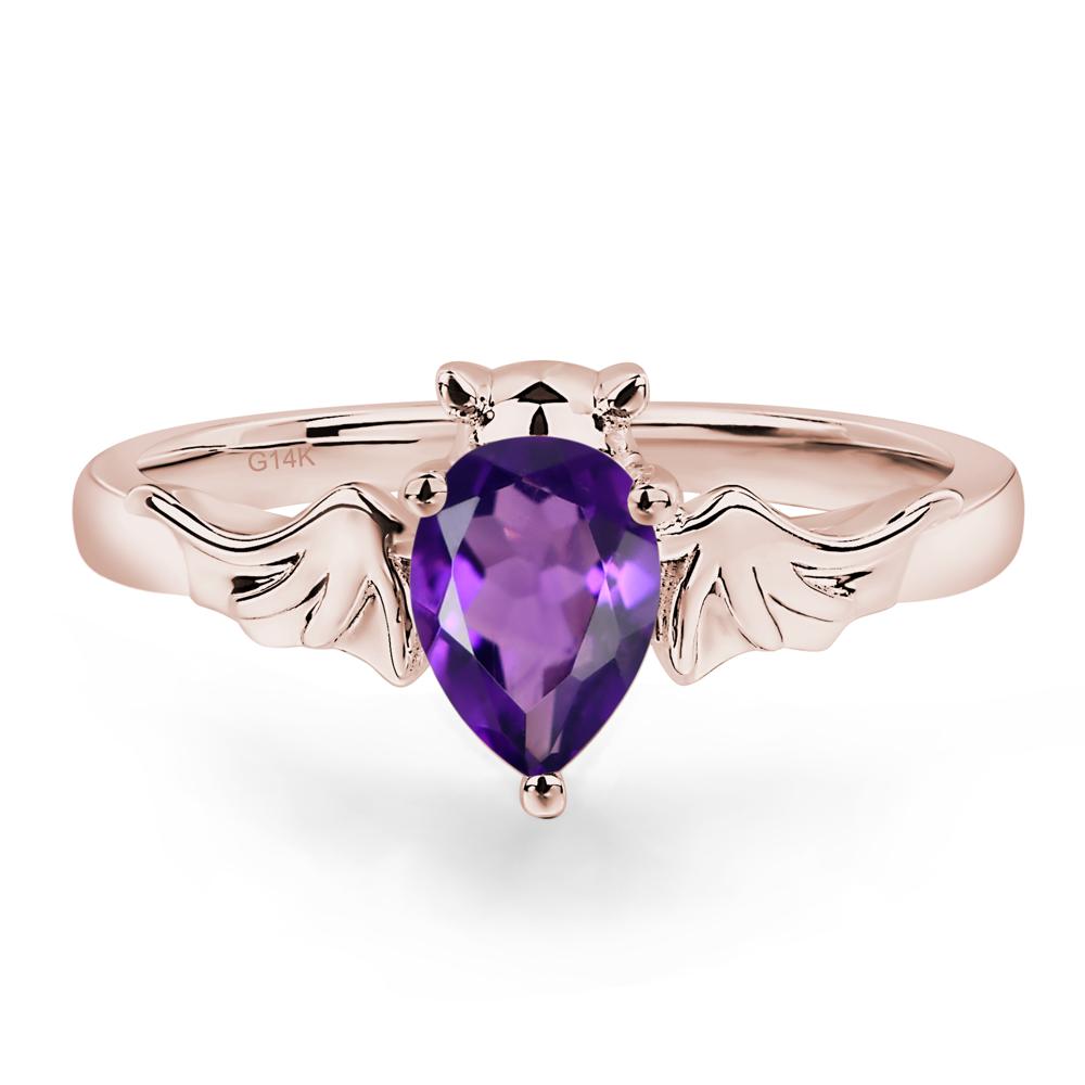 Amethyst Bat Engagement Ring - LUO Jewelry #metal_14k rose gold