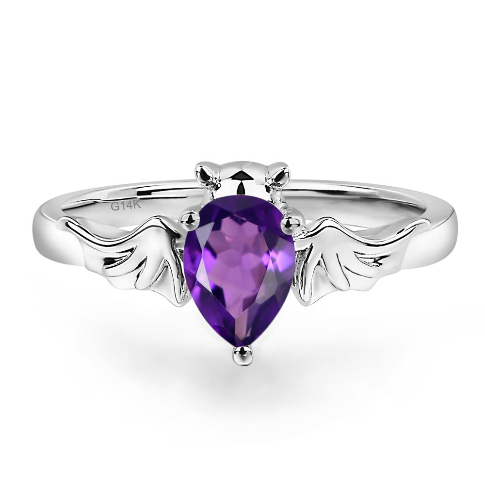 Amethyst Bat Engagement Ring - LUO Jewelry #metal_14k white gold