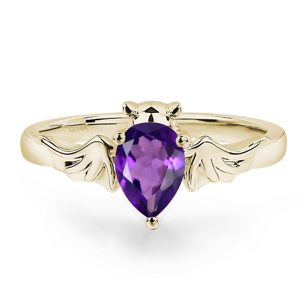 Amethyst Bat Engagement Ring - LUO Jewelry #metal_14k yellow gold