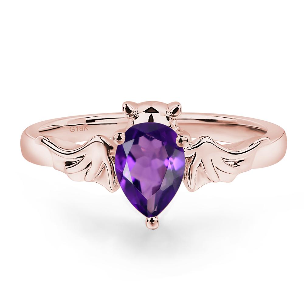 Amethyst Bat Engagement Ring - LUO Jewelry #metal_18k rose gold