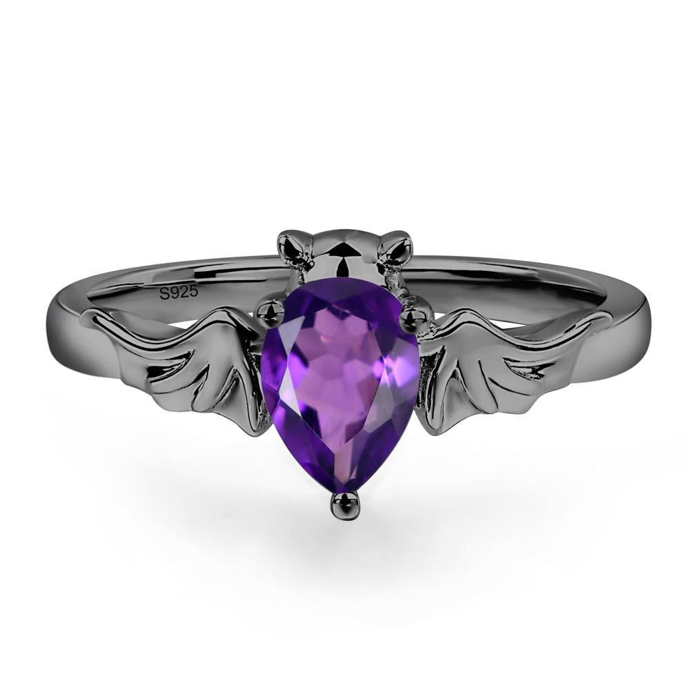Amethyst Bat Engagement Ring - LUO Jewelry #metal_black finish sterling silver