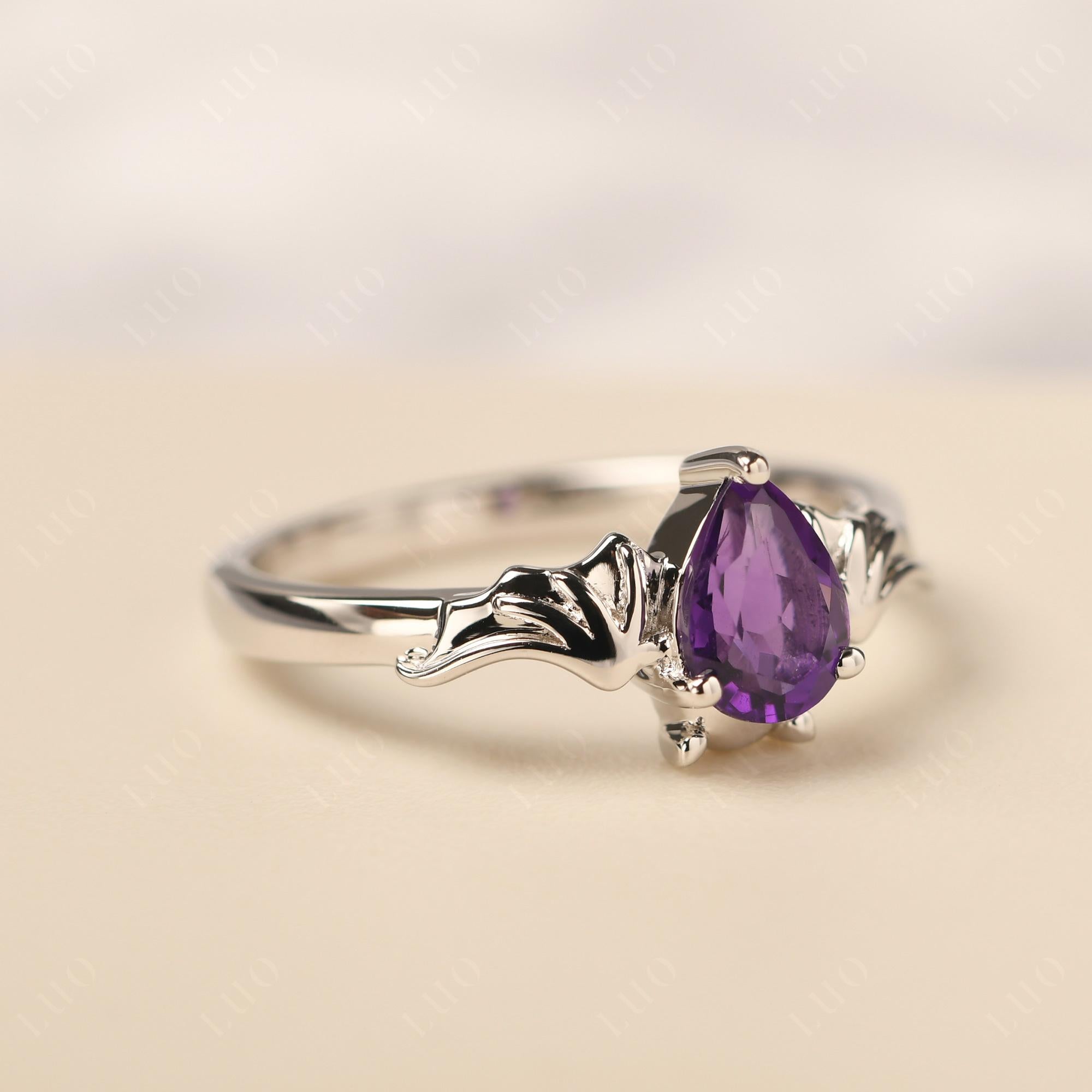 Amethyst Bat Engagement Ring - LUO Jewelry