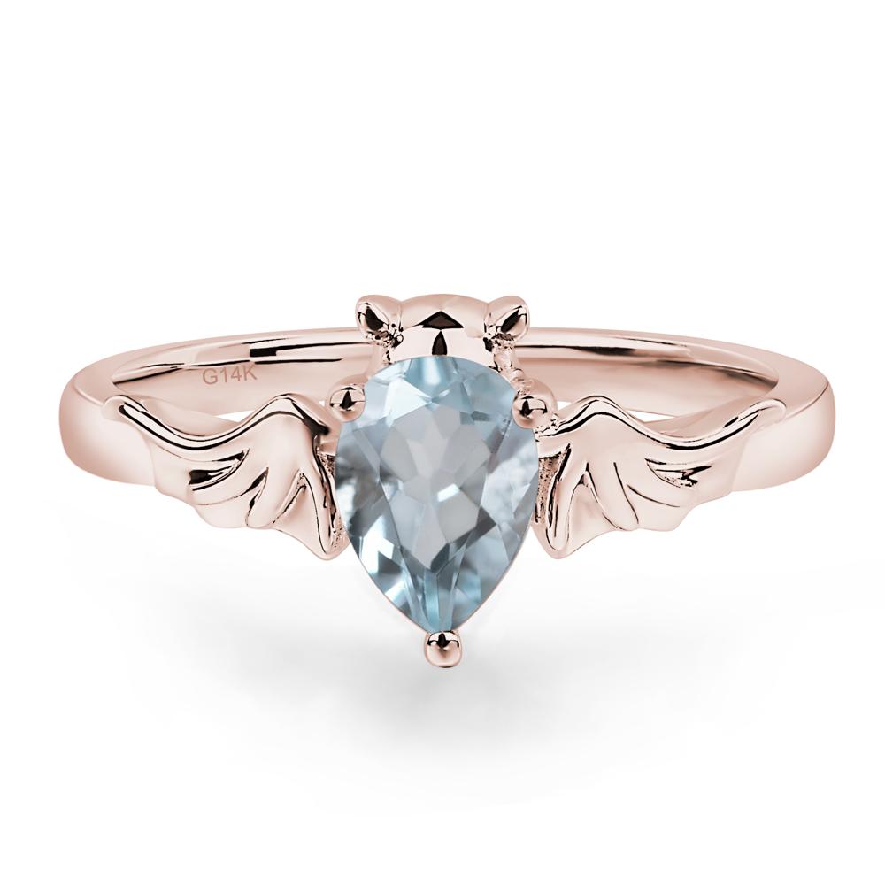 Aquamarine Bat Engagement Ring - LUO Jewelry #metal_14k rose gold