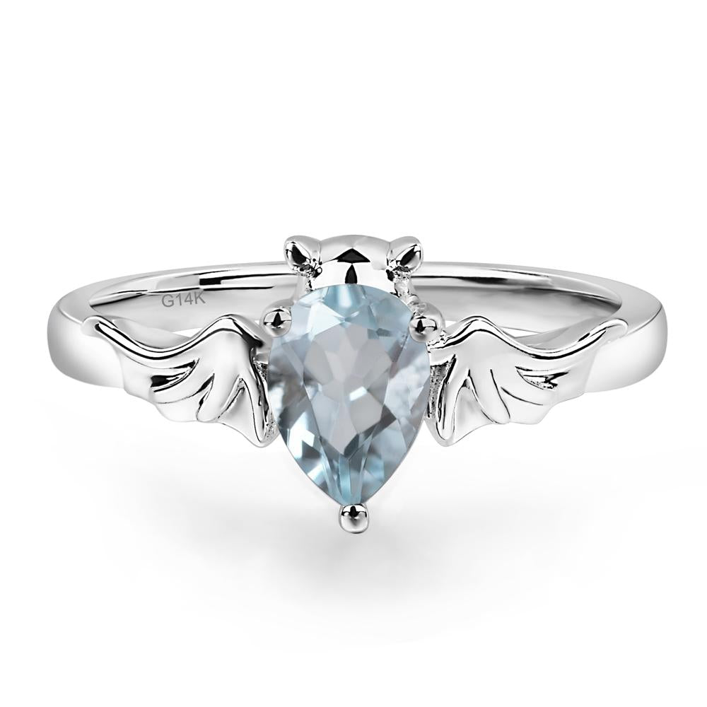 Aquamarine Bat Engagement Ring - LUO Jewelry #metal_14k white gold