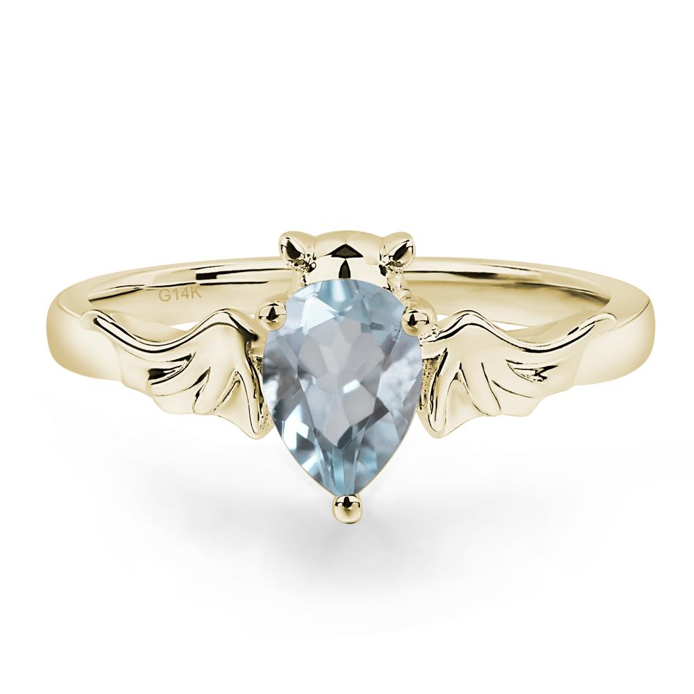 Aquamarine Bat Engagement Ring - LUO Jewelry #metal_14k yellow gold