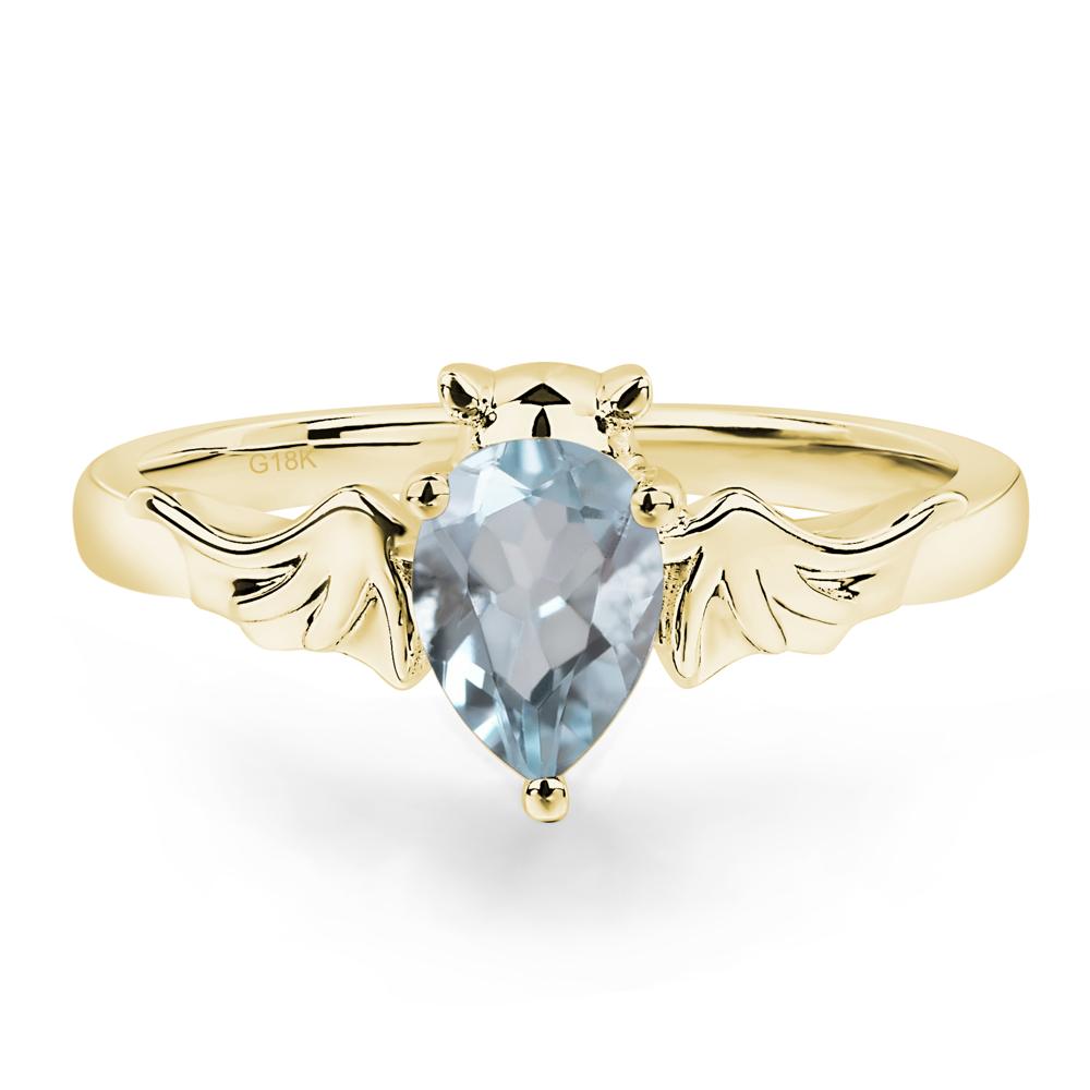 Aquamarine Bat Engagement Ring - LUO Jewelry #metal_18k yellow gold