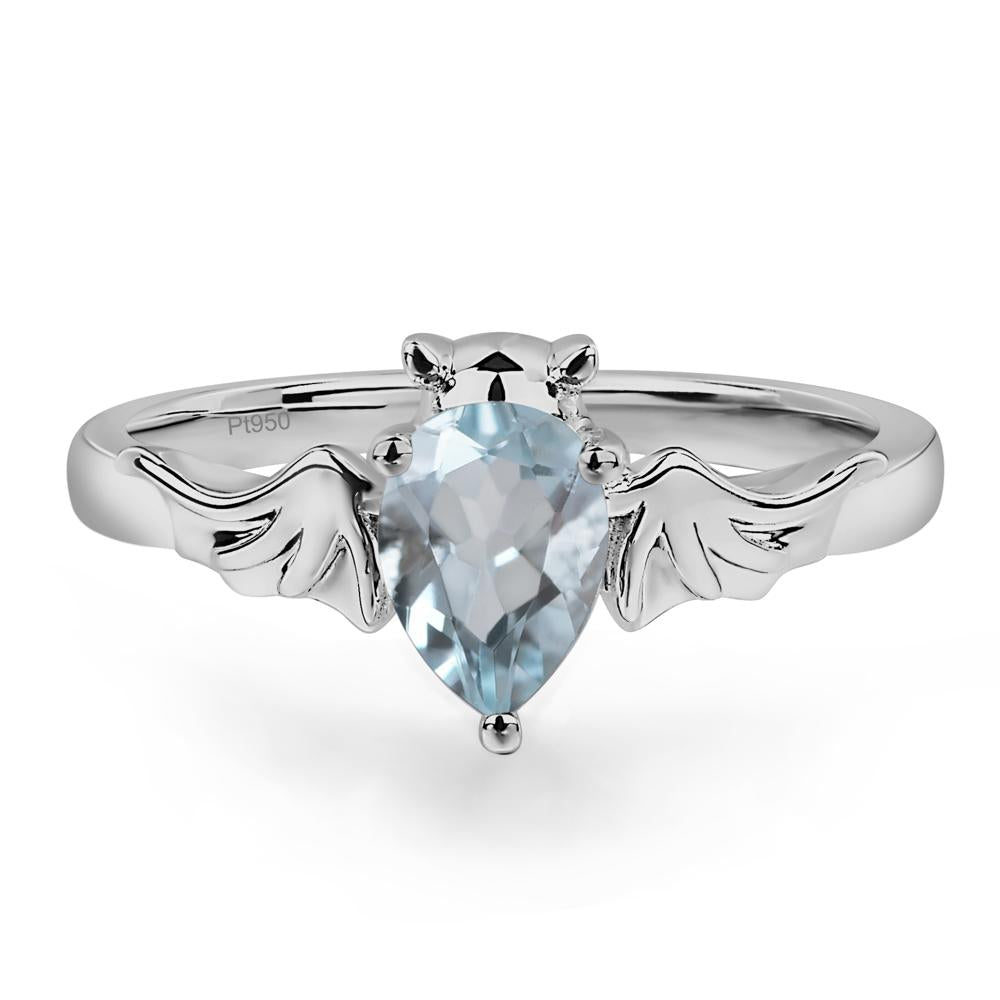 Aquamarine Bat Engagement Ring - LUO Jewelry #metal_platinum