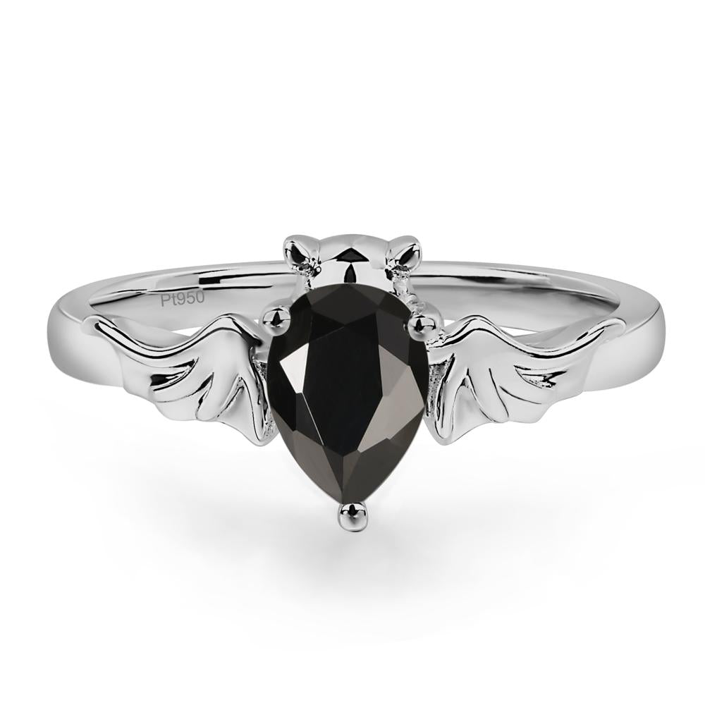 Black Stone Bat Engagement Ring - LUO Jewelry #metal_platinum