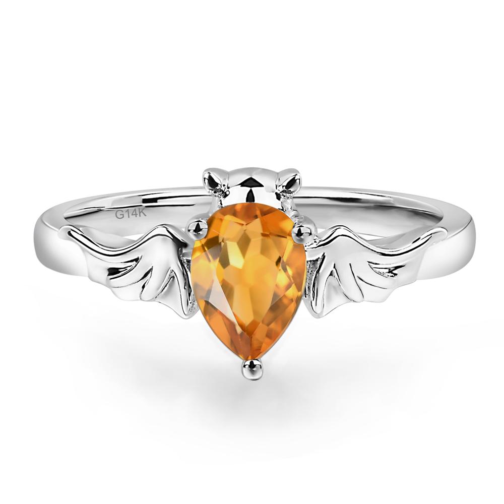Citrine Bat Engagement Ring - LUO Jewelry #metal_14k white gold