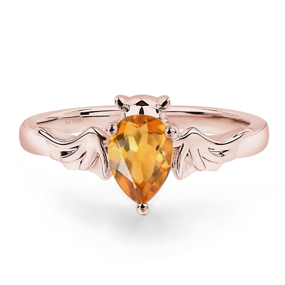 Citrine Bat Engagement Ring - LUO Jewelry #metal_18k rose gold