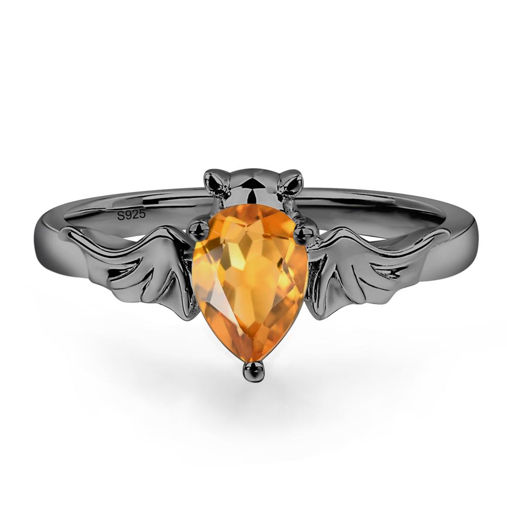 Citrine Bat Engagement Ring - LUO Jewelry #metal_black finish sterling silver