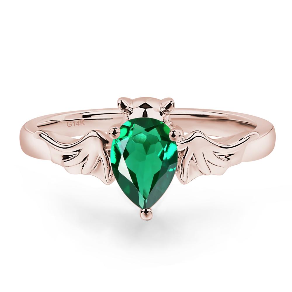 Emerald Bat Engagement Ring - LUO Jewelry #metal_14k rose gold