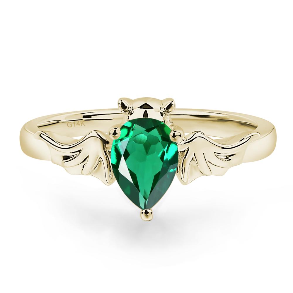 Emerald Bat Engagement Ring - LUO Jewelry #metal_14k yellow gold