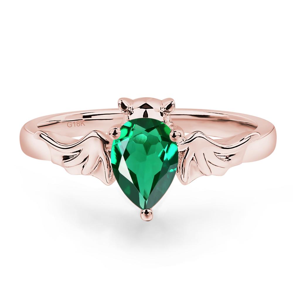 Emerald Bat Engagement Ring - LUO Jewelry #metal_18k rose gold