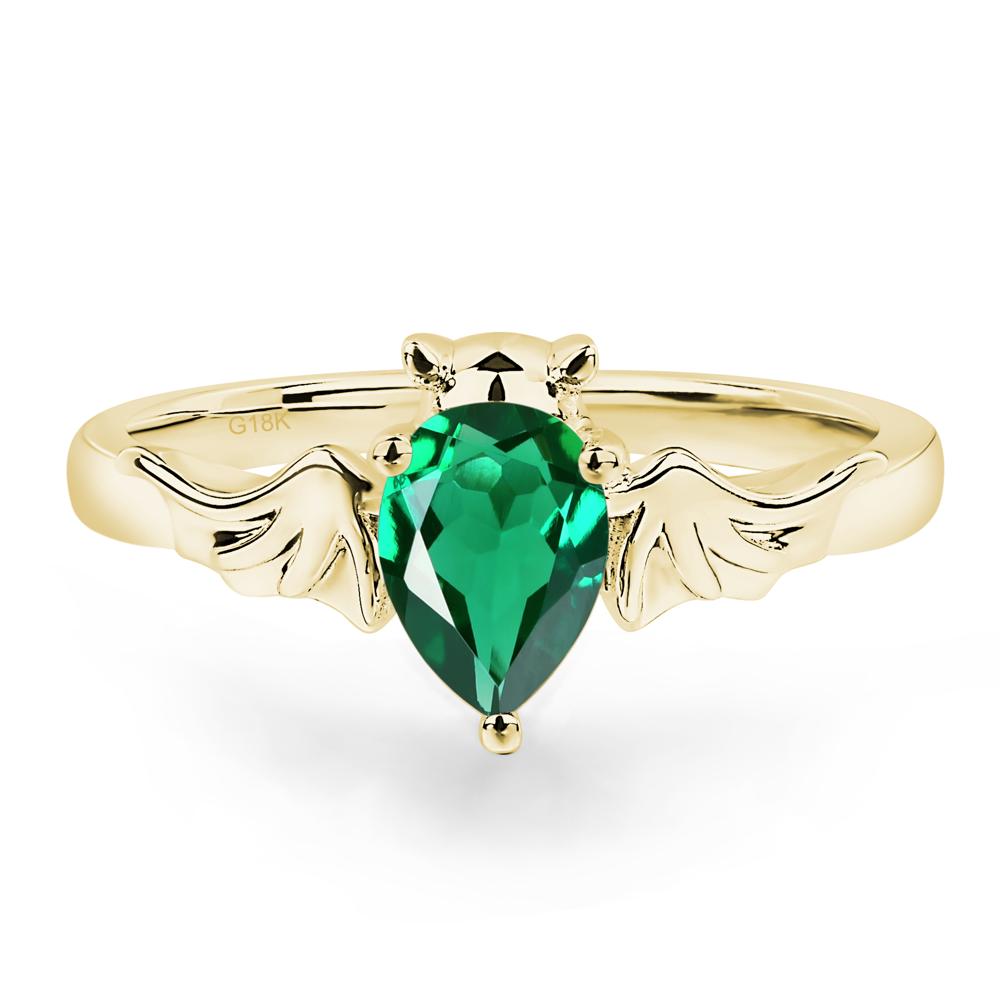 Emerald Bat Engagement Ring - LUO Jewelry #metal_18k yellow gold