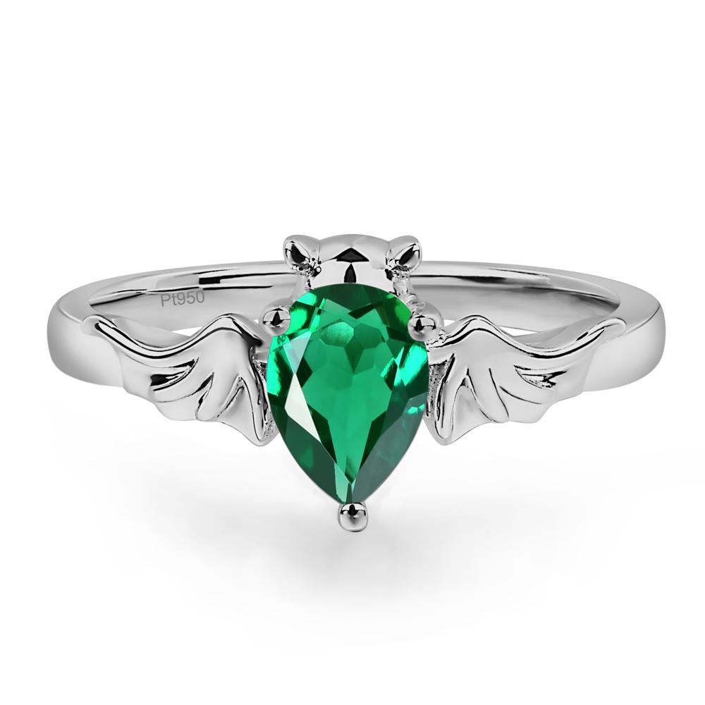 Emerald Bat Engagement Ring - LUO Jewelry #metal_platinum