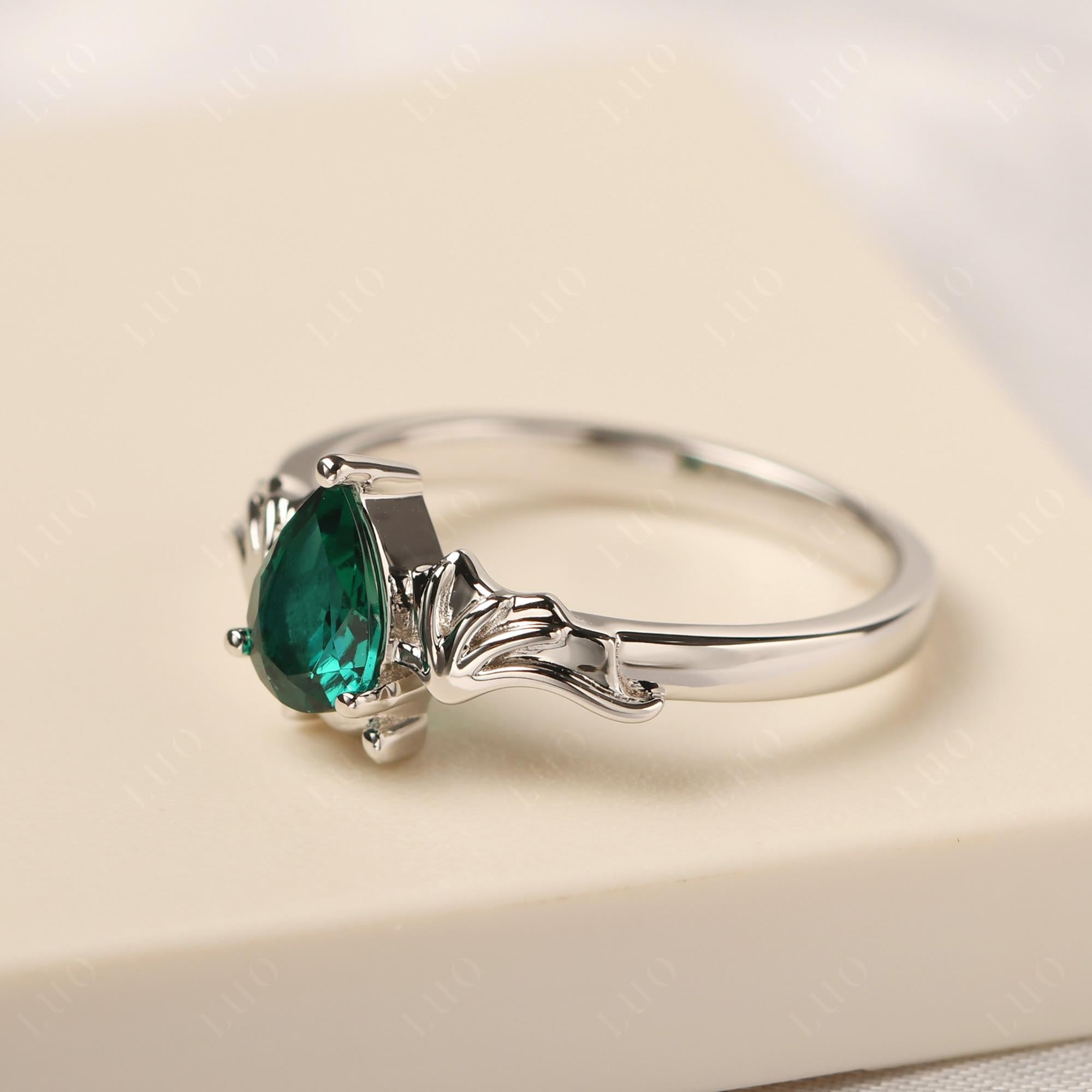 Emerald Bat Engagement Ring - LUO Jewelry