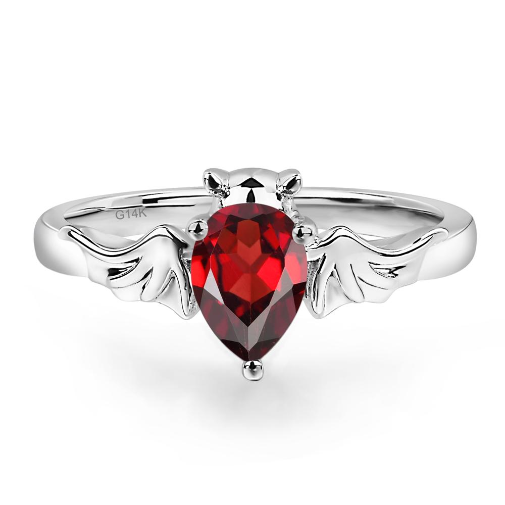 Garnet Bat Engagement Ring - LUO Jewelry #metal_14k white gold