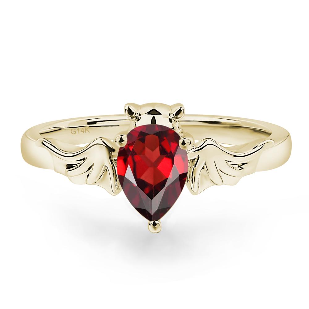 Garnet Bat Engagement Ring - LUO Jewelry #metal_14k yellow gold