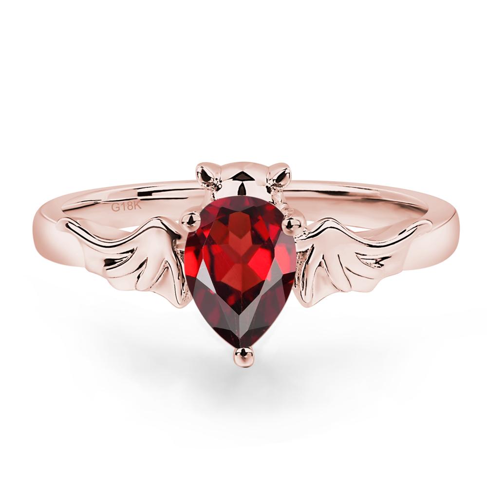Garnet Bat Engagement Ring - LUO Jewelry #metal_18k rose gold