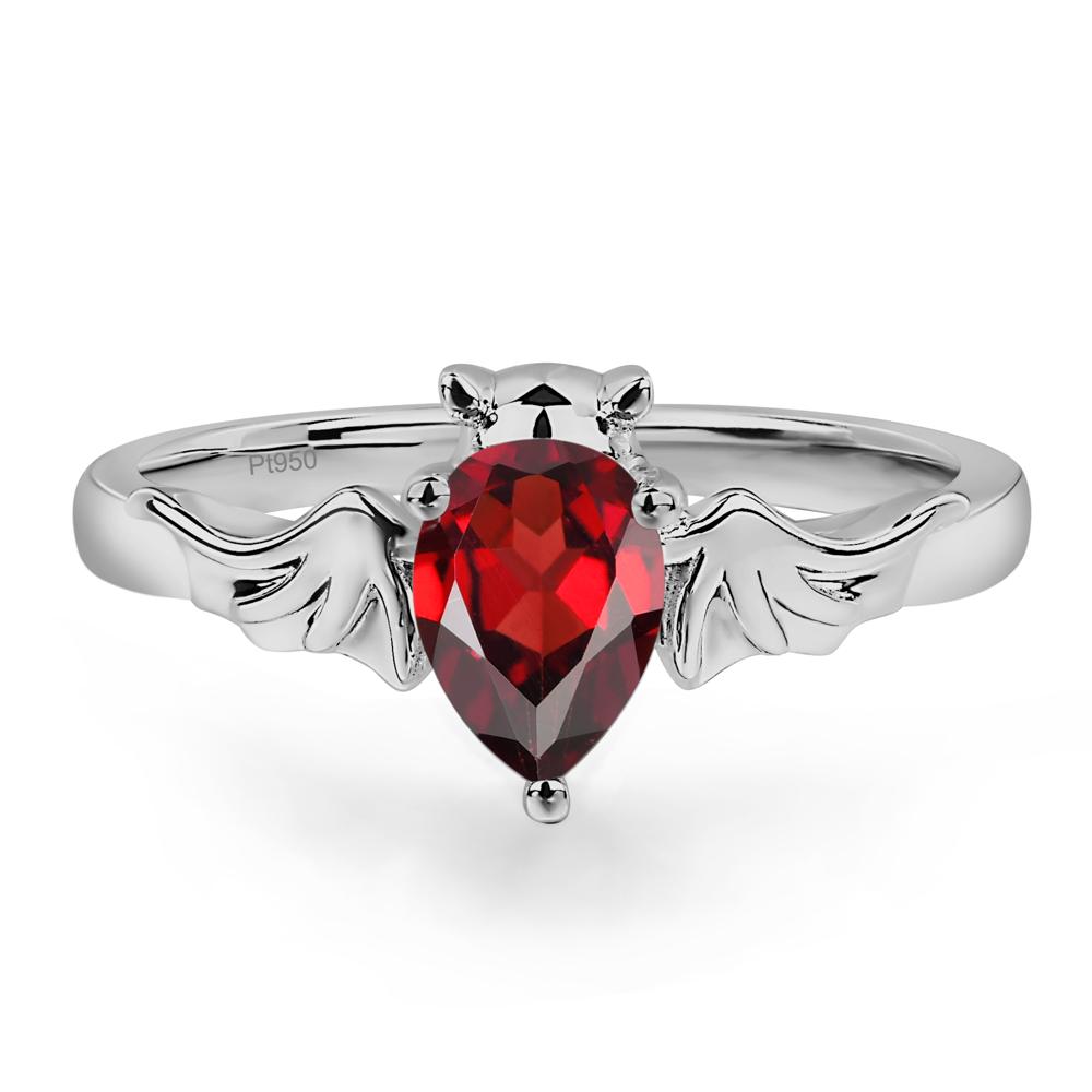 Garnet Bat Engagement Ring - LUO Jewelry #metal_platinum