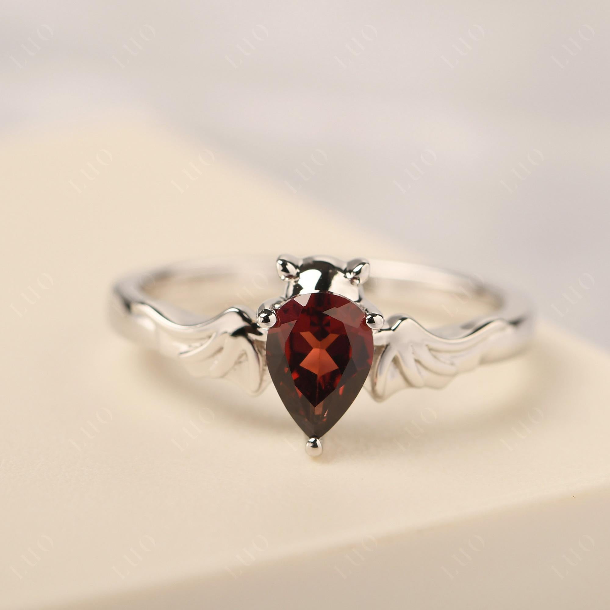 Garnet Bat Engagement Ring - LUO Jewelry