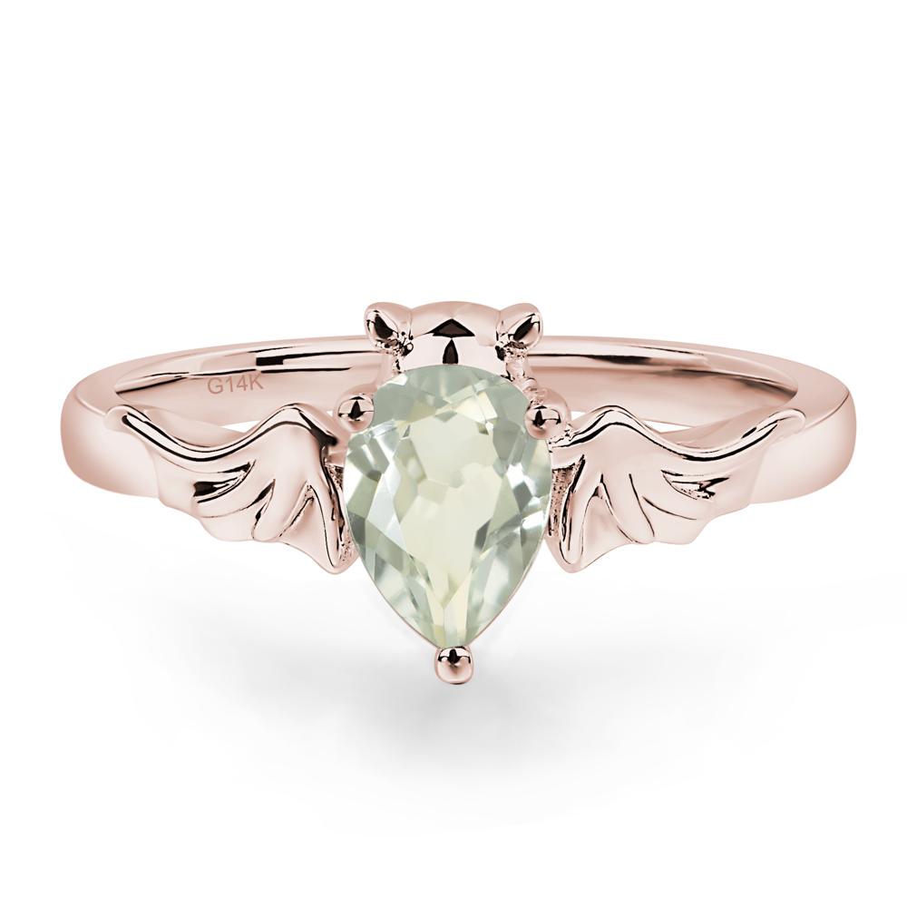 Green Amethyst Bat Engagement Ring - LUO Jewelry #metal_14k rose gold