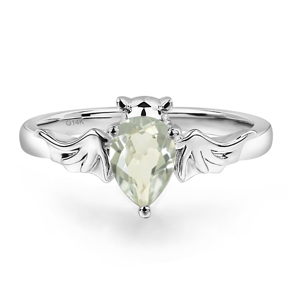 Green Amethyst Bat Engagement Ring - LUO Jewelry #metal_14k white gold