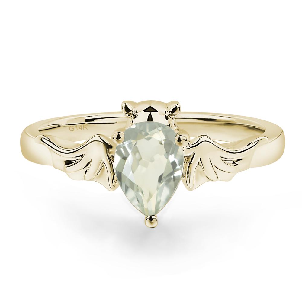 Green Amethyst Bat Engagement Ring - LUO Jewelry #metal_14k yellow gold