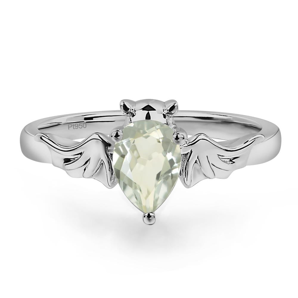 Green Amethyst Bat Engagement Ring - LUO Jewelry #metal_platinum