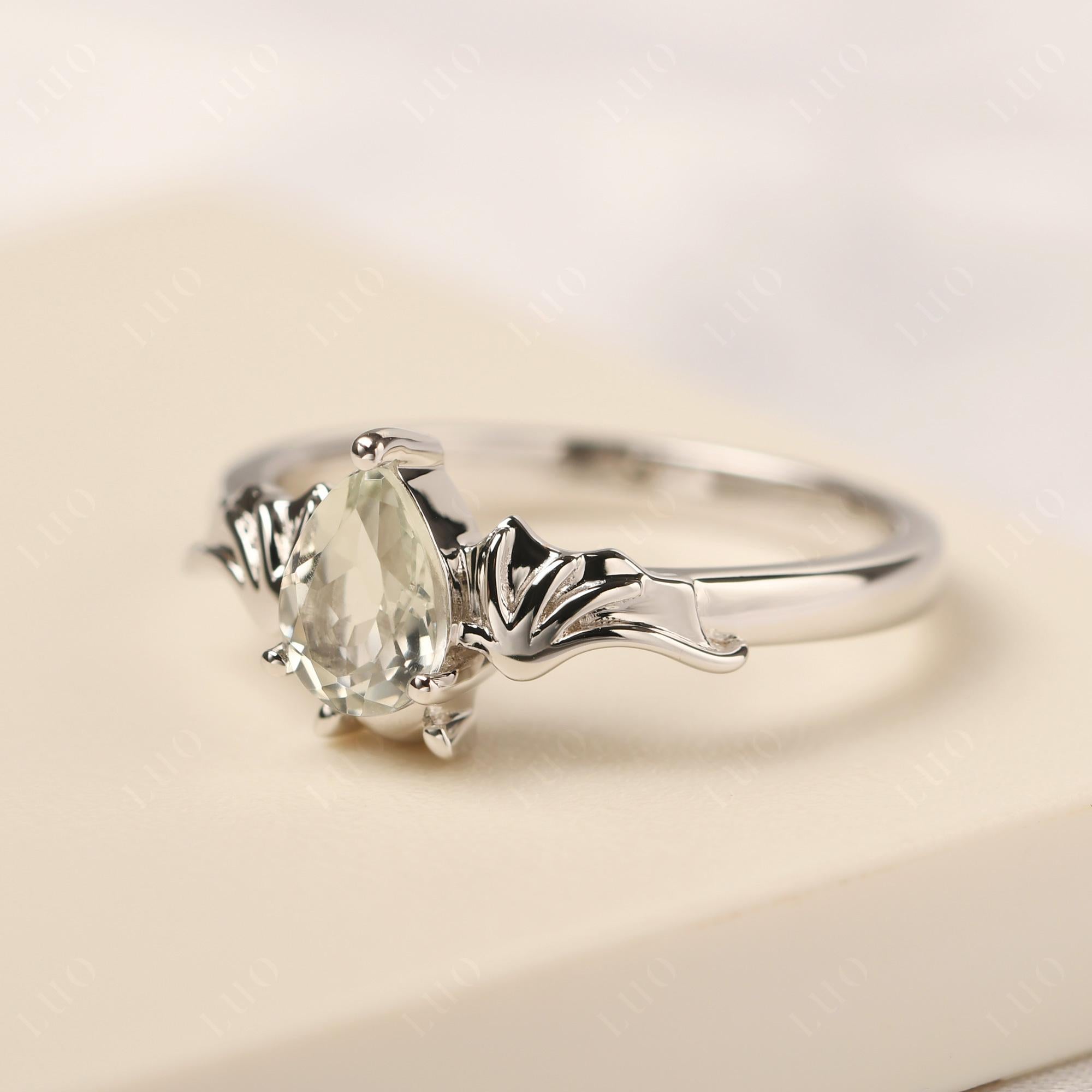 Green Amethyst Bat Engagement Ring - LUO Jewelry