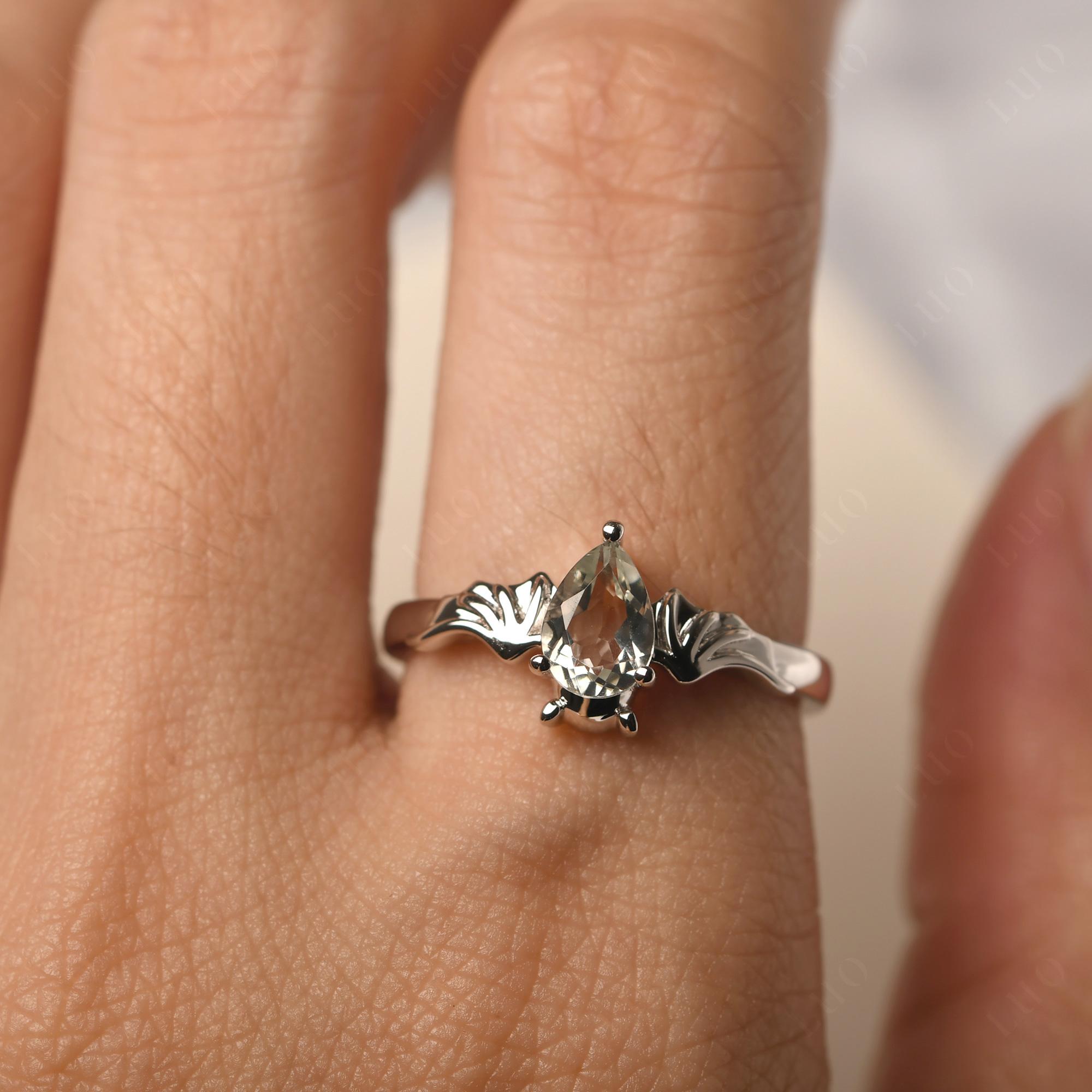 Green Amethyst Bat Engagement Ring - LUO Jewelry