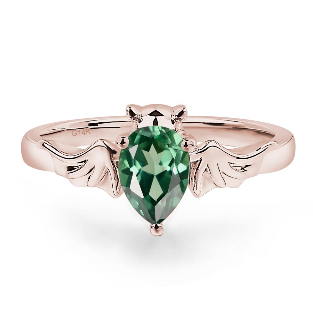 Green Sapphire Bat Engagement Ring - LUO Jewelry #metal_14k rose gold