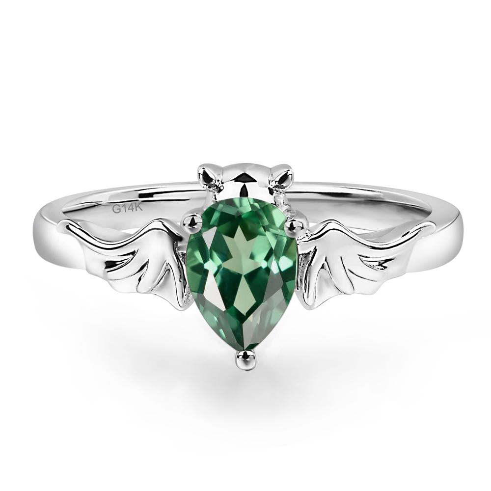 Green Sapphire Bat Engagement Ring - LUO Jewelry #metal_14k white gold