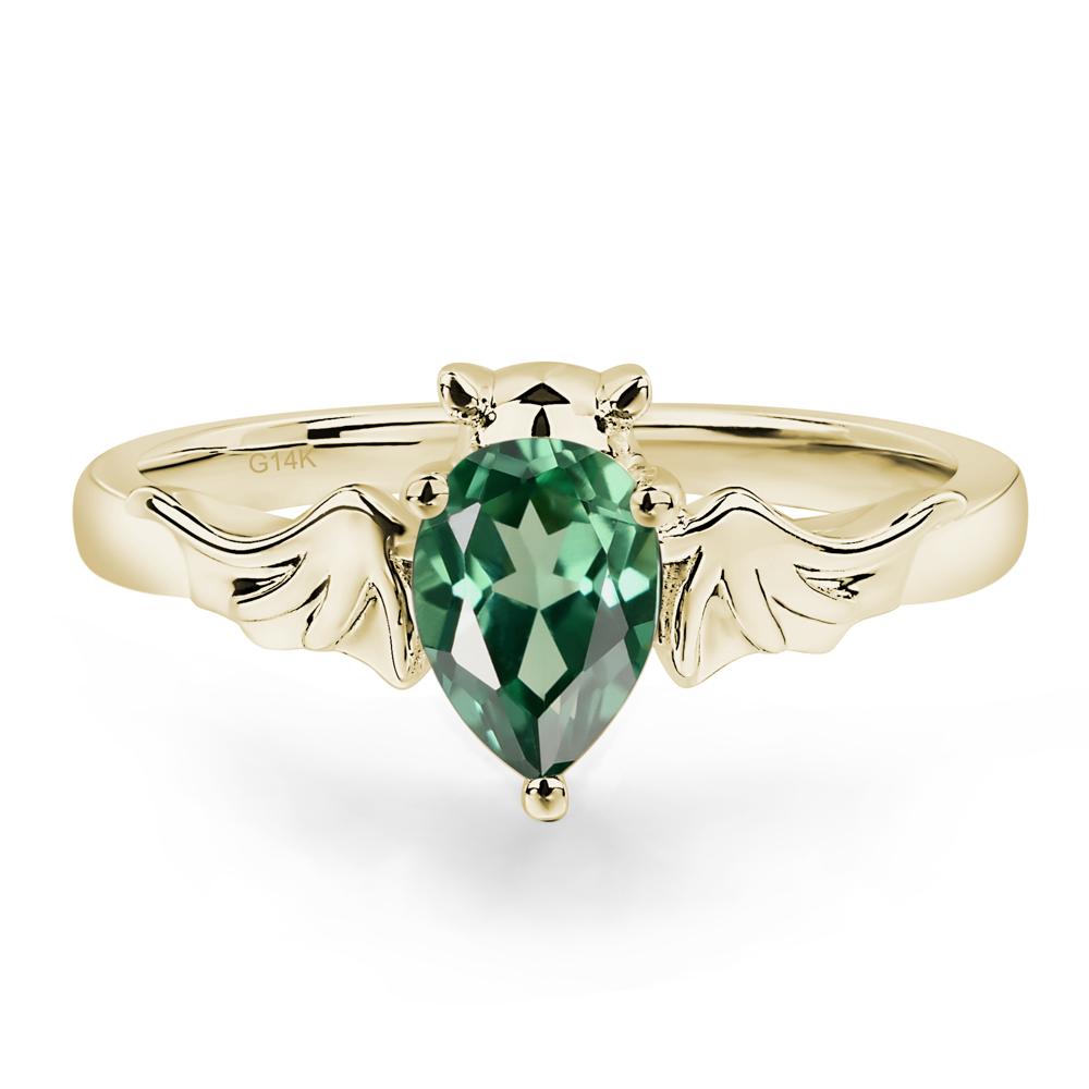 Green Sapphire Bat Engagement Ring - LUO Jewelry #metal_14k yellow gold