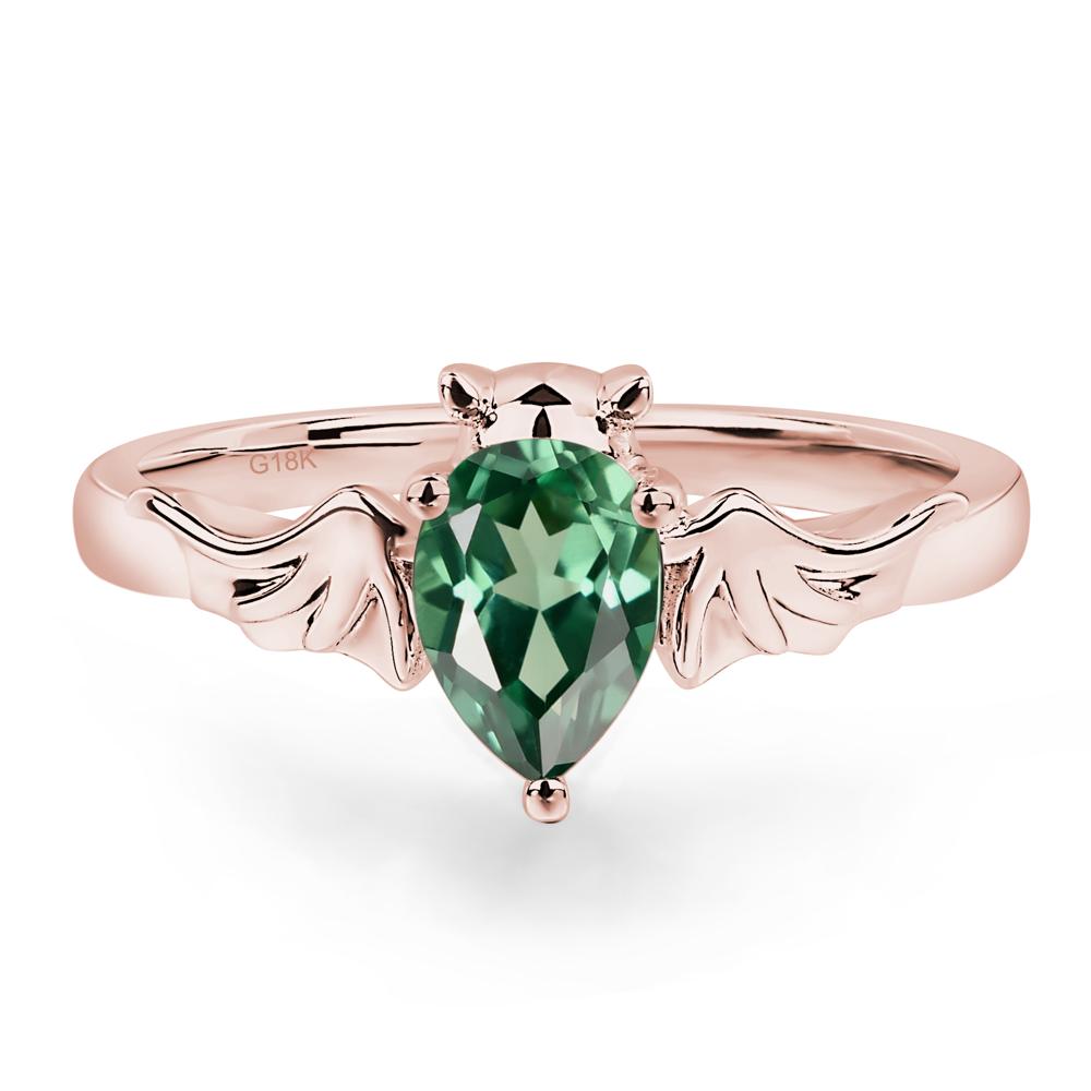 Green Sapphire Bat Engagement Ring - LUO Jewelry #metal_18k rose gold