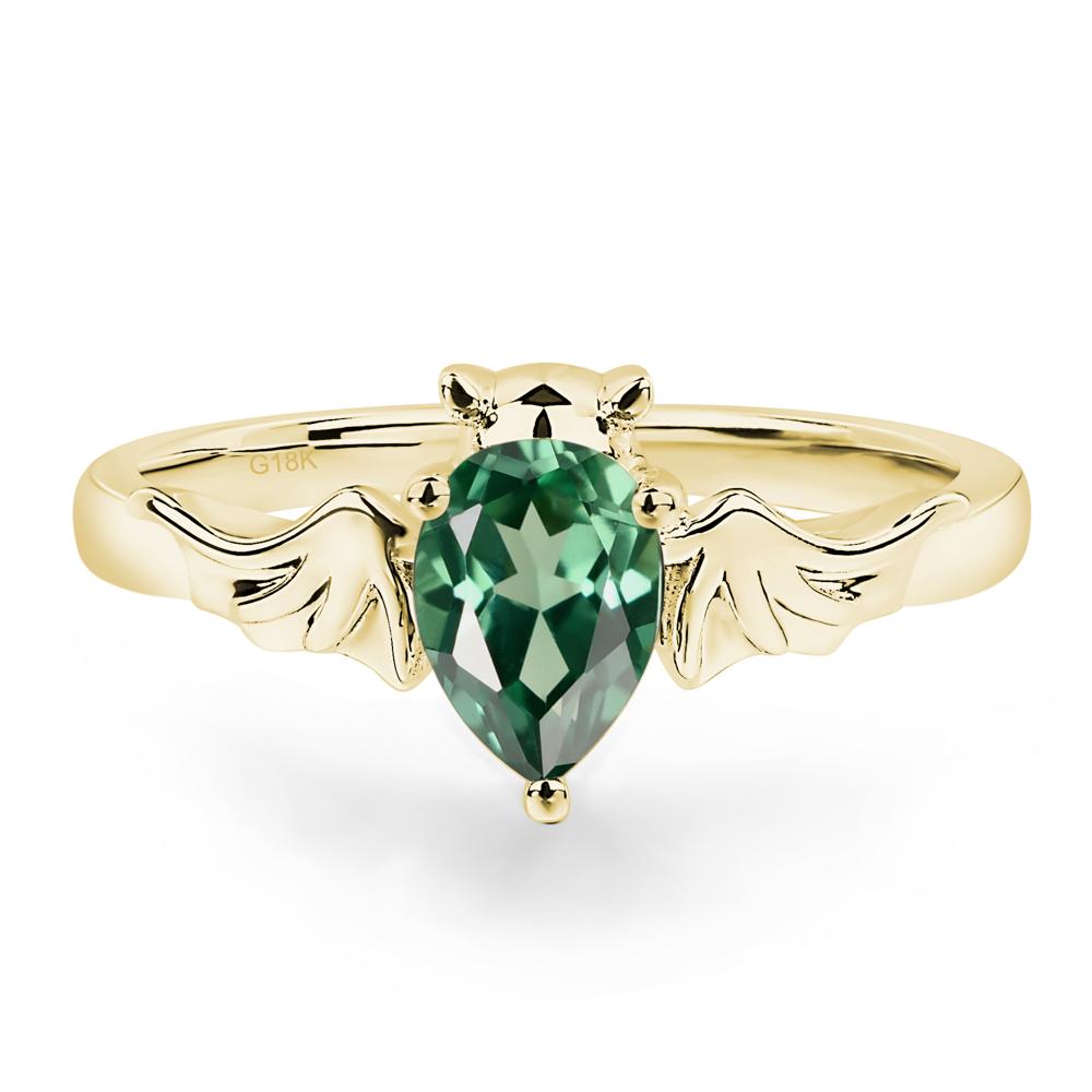 Green Sapphire Bat Engagement Ring - LUO Jewelry #metal_18k yellow gold