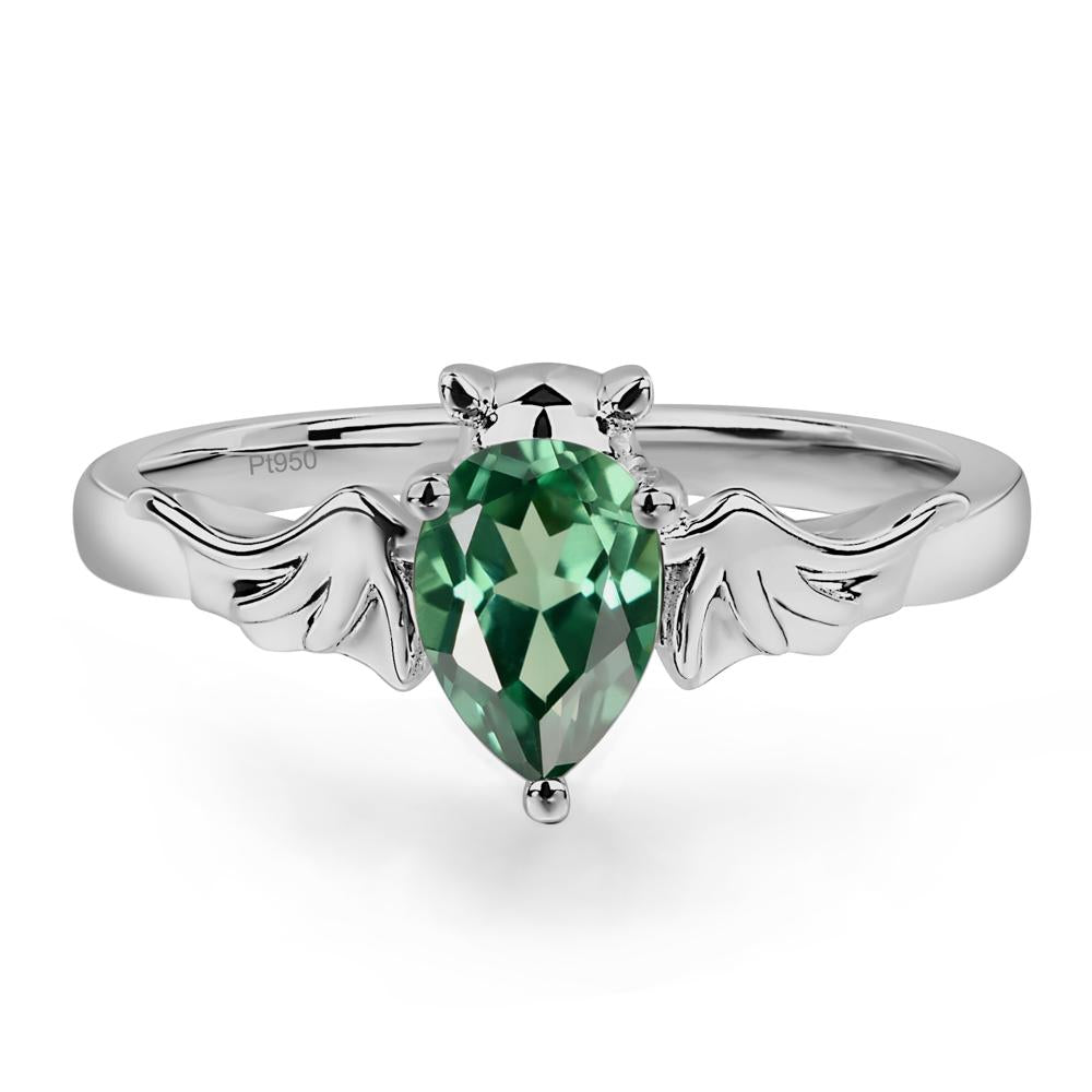 Green Sapphire Bat Engagement Ring - LUO Jewelry #metal_platinum
