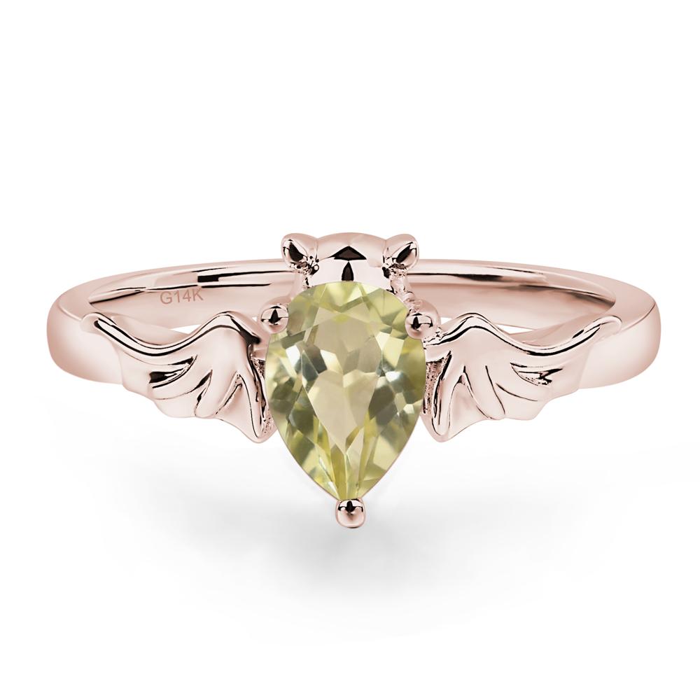 Lemon Quartz Bat Engagement Ring - LUO Jewelry #metal_14k rose gold