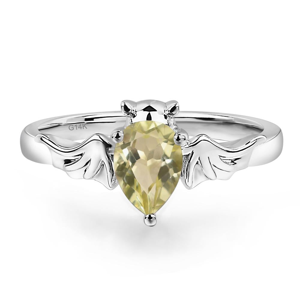 Lemon Quartz Bat Engagement Ring - LUO Jewelry #metal_14k white gold