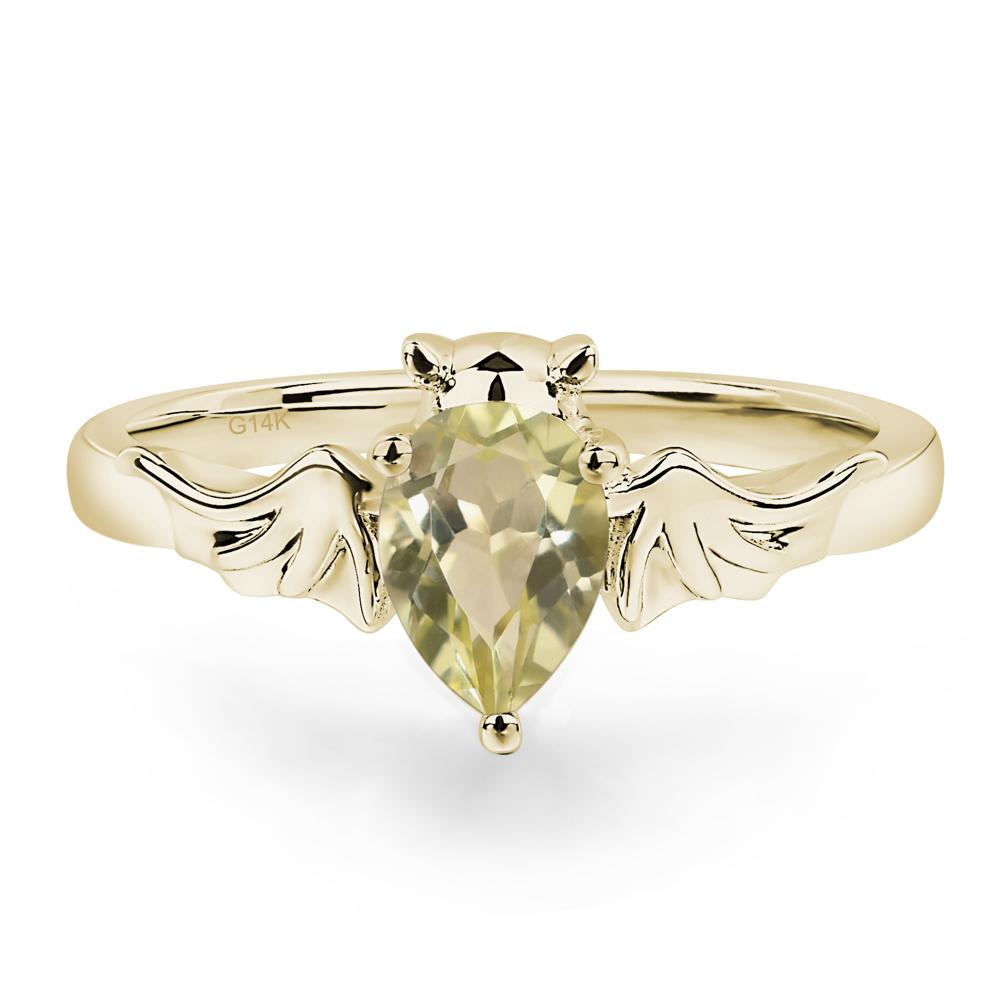 Lemon Quartz Bat Engagement Ring - LUO Jewelry #metal_14k yellow gold