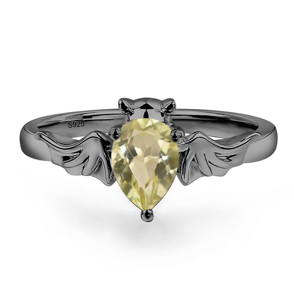 Lemon Quartz Bat Engagement Ring - LUO Jewelry #metal_black finish sterling silver