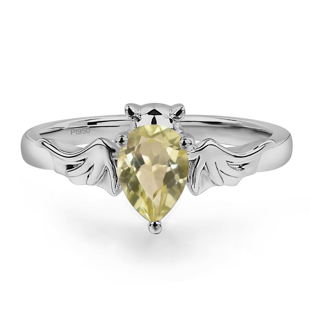 Lemon Quartz Bat Engagement Ring - LUO Jewelry #metal_platinum